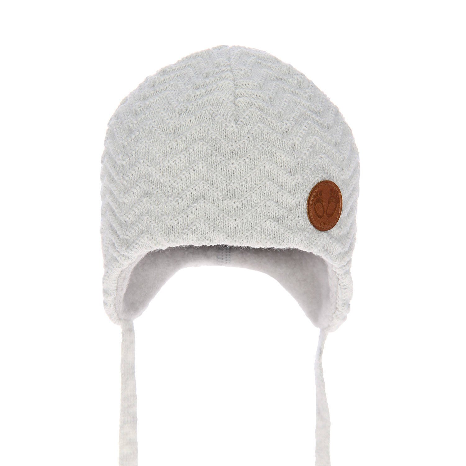 Wiązana czapka niemowlęca zimowa jasnoszara Malik