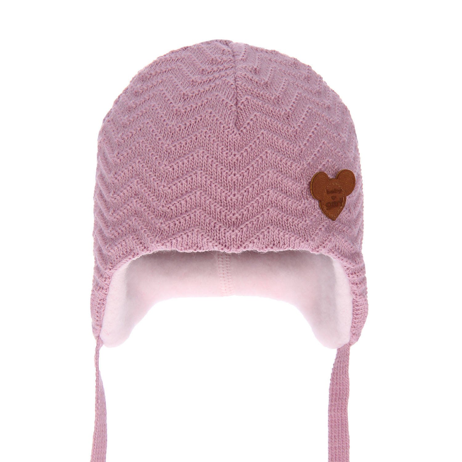 Wiązana czapka niemowlęca zimowa fioletowa Malka