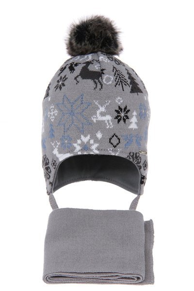 Boy's winter set: hat and scarf grey Remek 