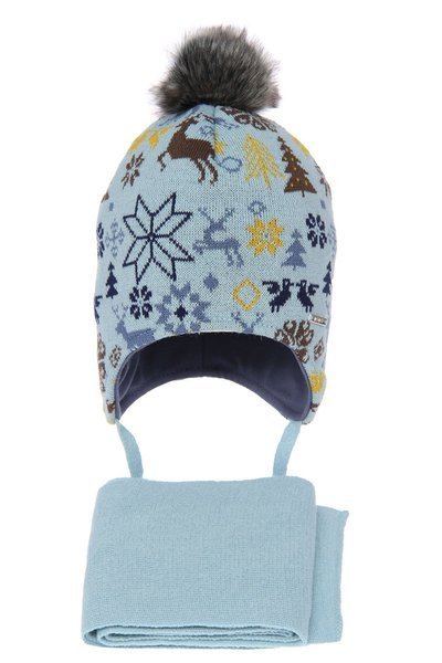 Boy's winter set: hat and scarf light blue Remek