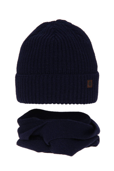 Boy's winter set: hat and scarf navy blue Minos