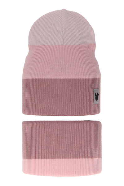 Girl's spring/ autumn set: hat and tube scarf pink Eureka
