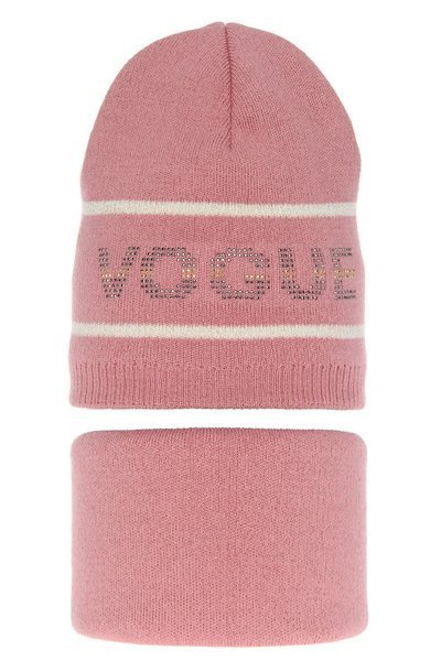 Girl's spring/ autumn set: hat and tube scarf pink Paula