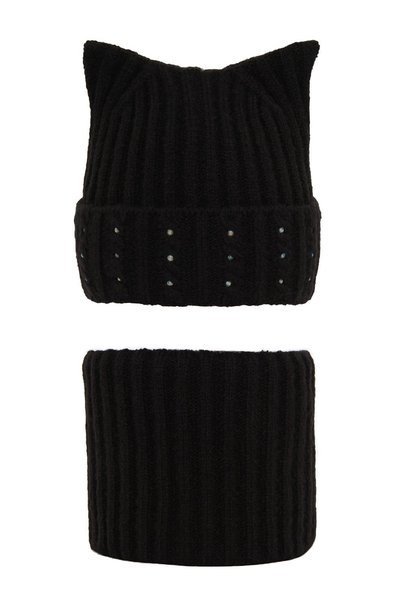 Girl's winter set: hat and tube scarf black Nimfa