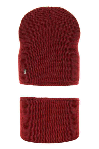 Girl's winter set: hat and tube scarf burgund Nebraska