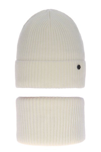 Girl's winter set: hat and tube scarf ecru Danae