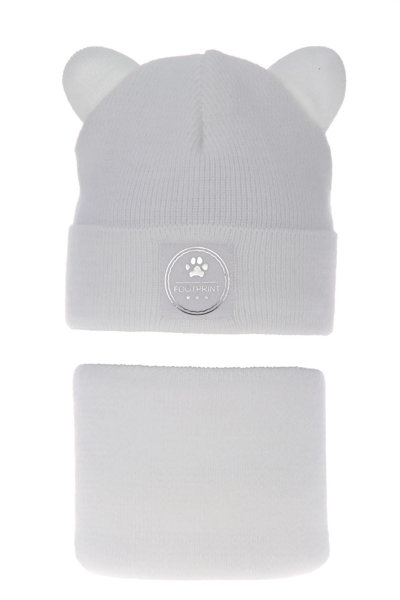 Girl's winter set: hat and tube scarf white Iza