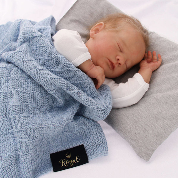 Wool baby blanket light blue Elf