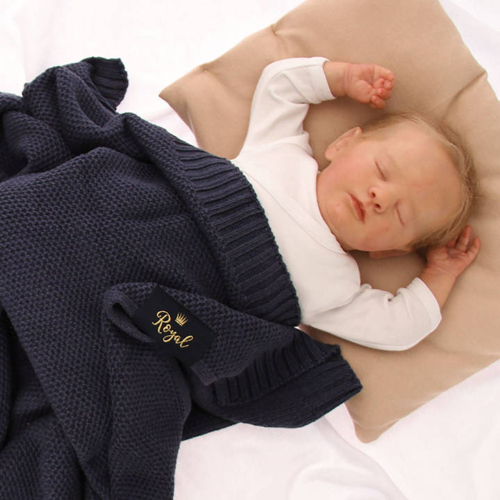 Bamboo-Cotton baby blanket navy blue Bing