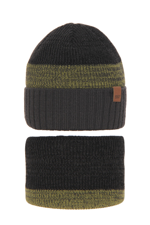 Boy's winter set: hat and tube scarf grey Tezus