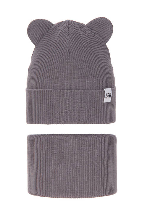 Girl's spring/ autumn set: hat and tube scarf grey Kajra