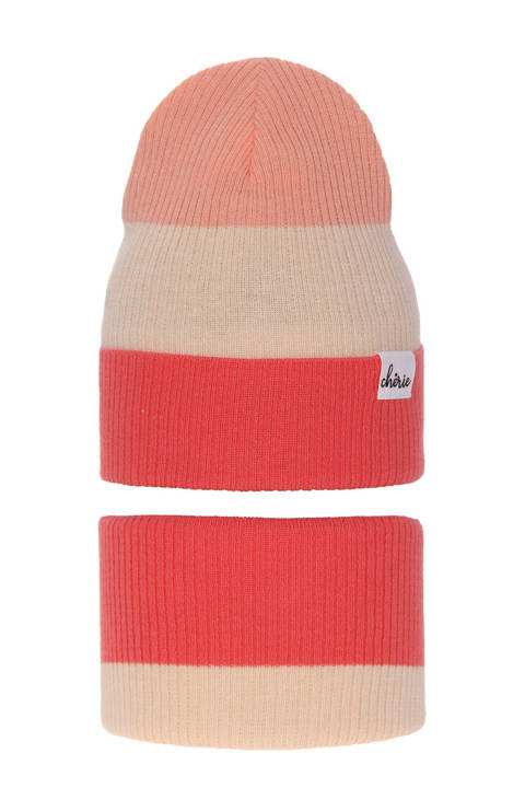 Girl's spring/ autumn set: hat and tube scarf orange Dalila