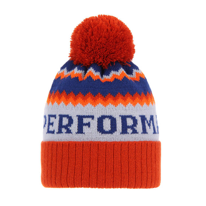 Girl's winter hat orange Performance with pompom