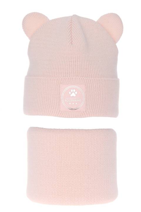 Girl's winter set: hat and tube scarf pink Iza