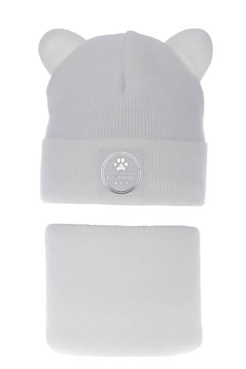 Girl's winter set: hat and tube scarf white Iza