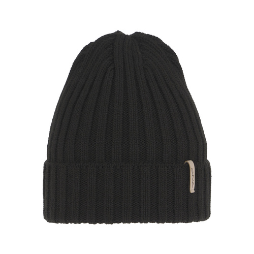 Czapka zimowa damska, czarna, z wełną merino, Missi