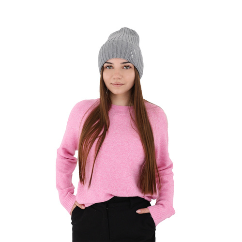 Czapka zimowa damska, szara, 100% wełniana merino Ariga