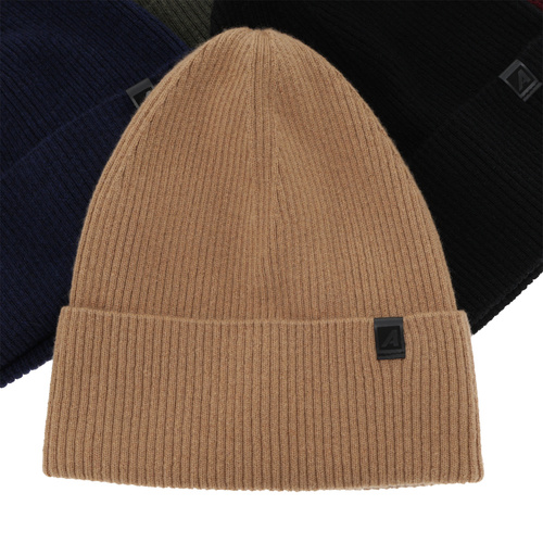 Czapka jesienna, wiosenna męska, khaki, wełna merino z kaszmirem, Azuryt