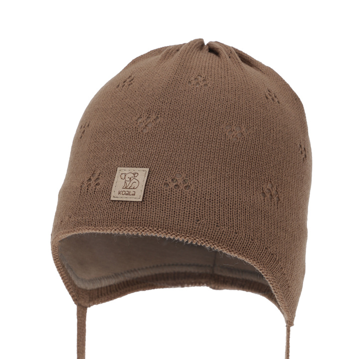 Czapka wiosenna, jesienna dla chłopca, wiązana, brązowa Slate