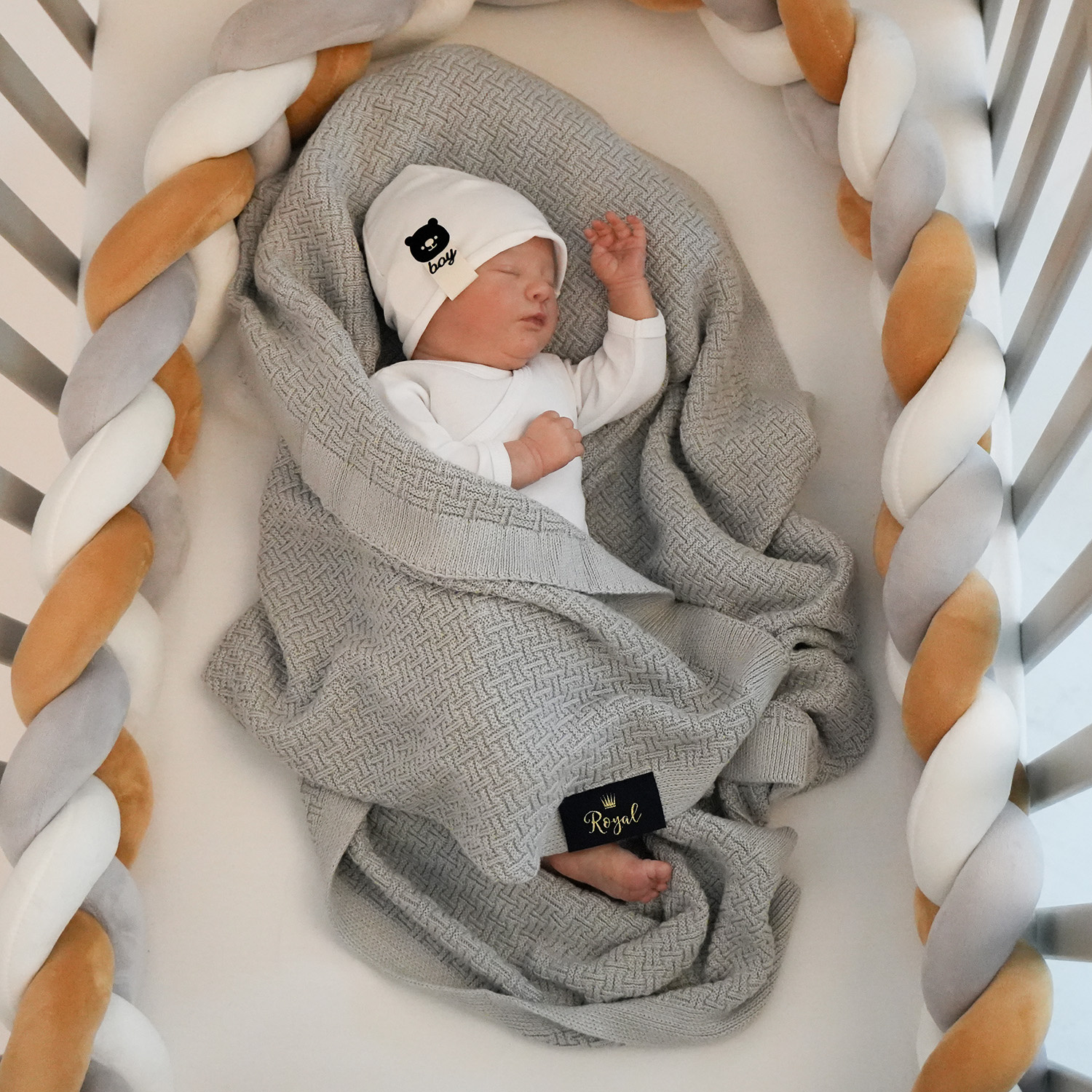 Kocyk bambusowo-bawełniany dla dziecka, niemowlaka, szary, delikatny Pony
