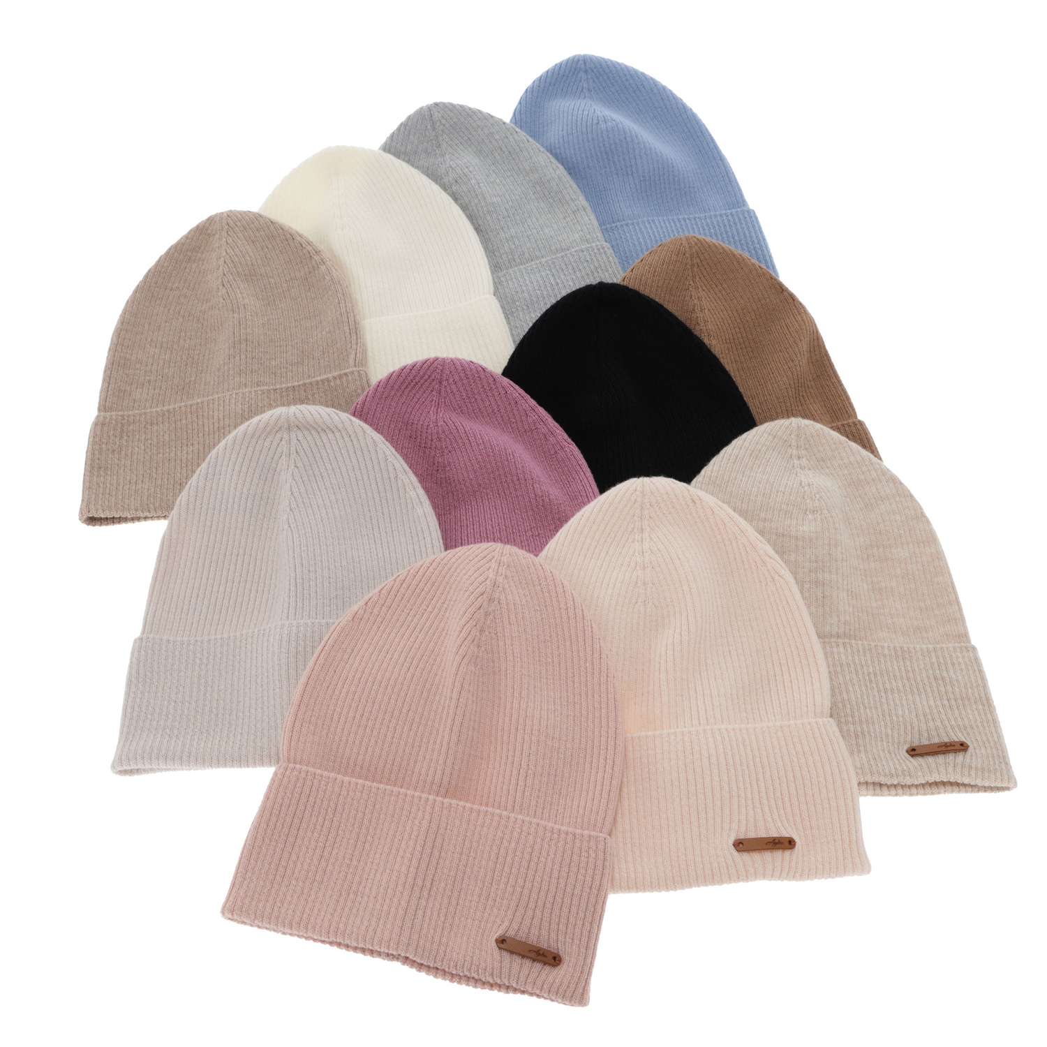 Czapka jesienna, wiosenna damska, beżowa, 100% wełniana merino, Flerra