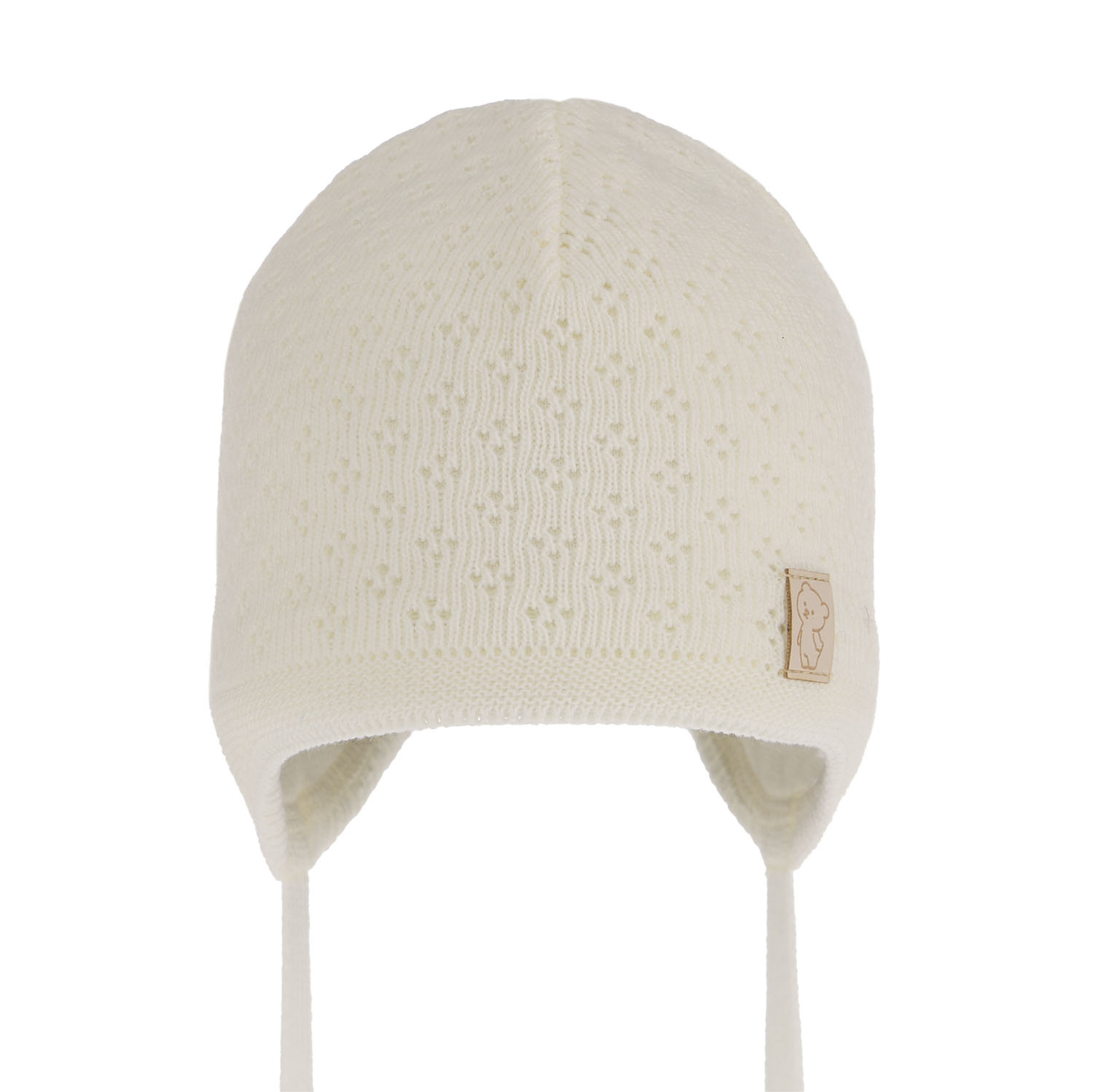 Czapka jesienna, wiosenna dla chłopca, kremowa, wiązana Dajmon