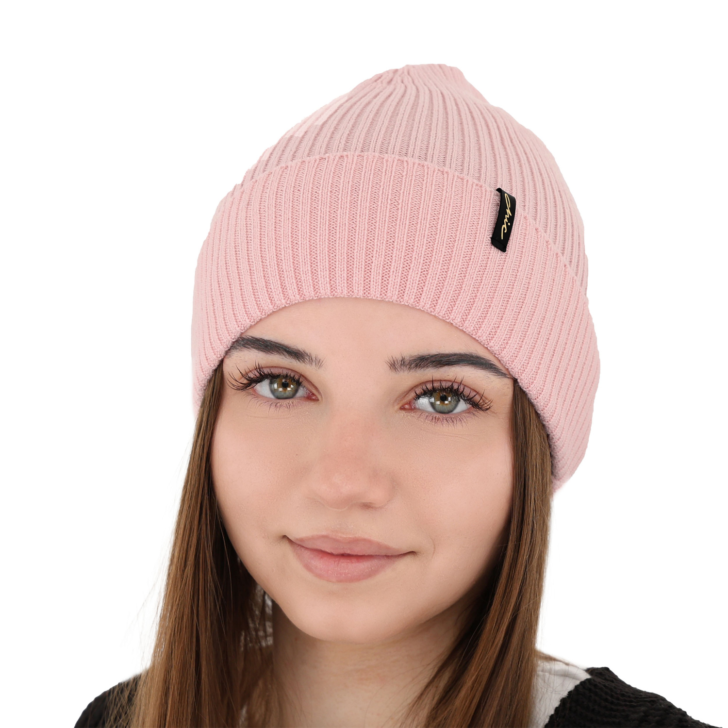 Czapka zimowa damska, różowa, 100% wełniana merino, Megan