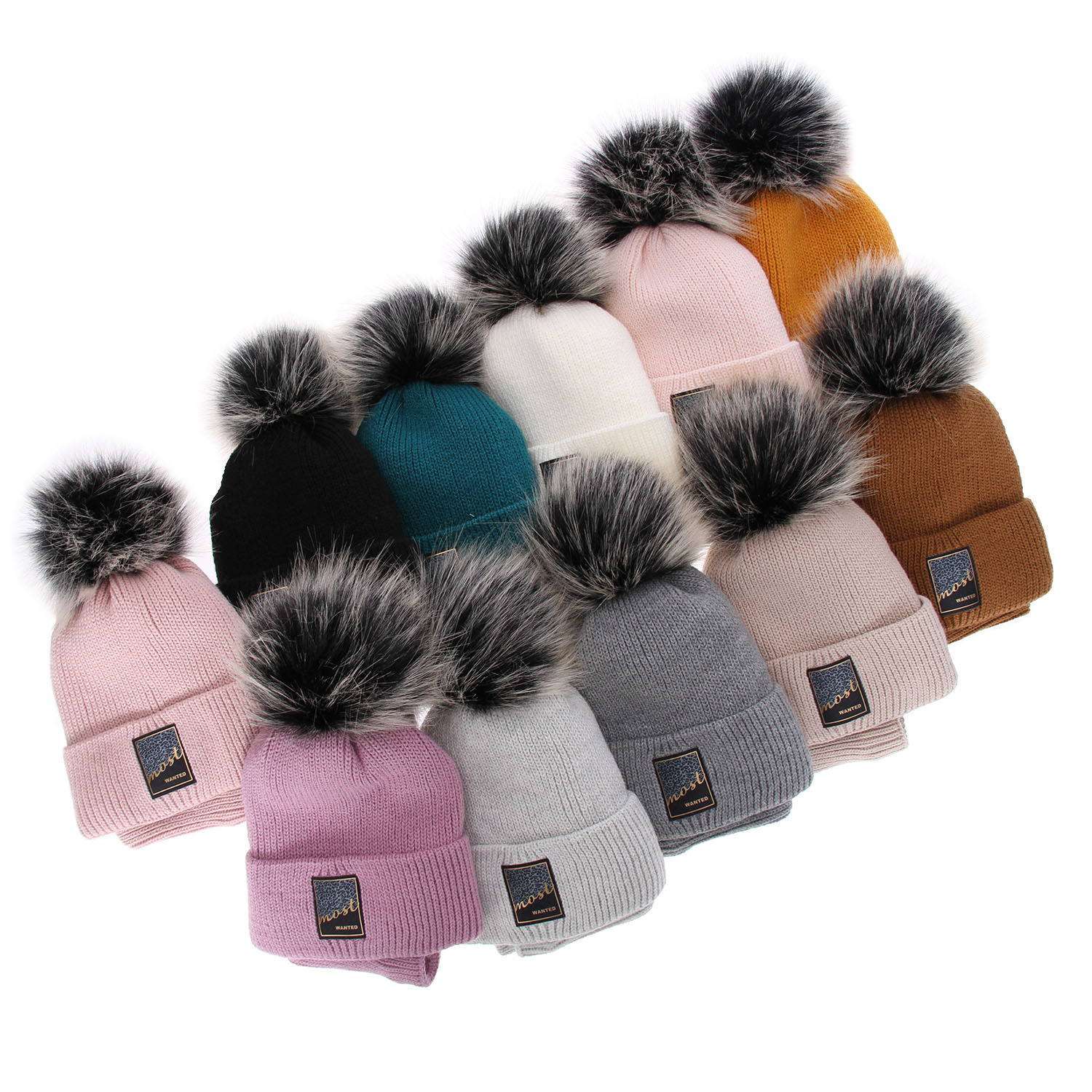 Czapka i komin dla dziewczynki zimowy komplet, miodowy, z pomponem Sycylia