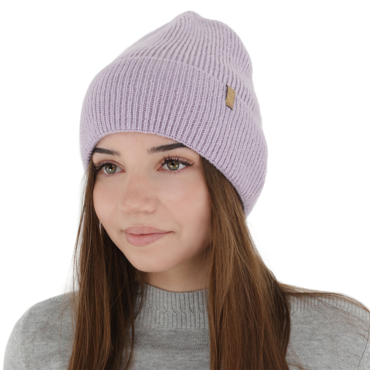 Czapka zimowa damska, fioletowa, z wełną merino Tahoe