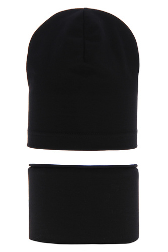 Czapka i komin dla dziewczynki jesienny, wiosenny komplet, czarny, bawełniany Hazelka