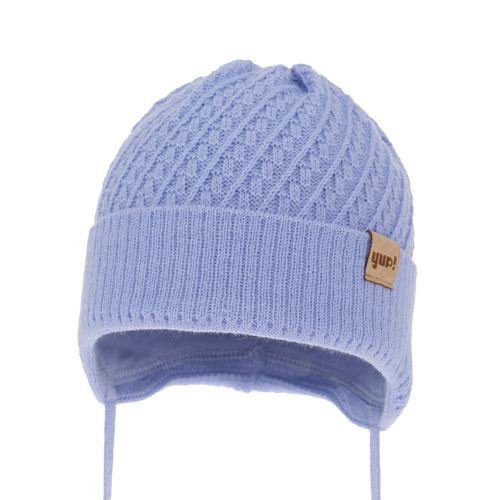 Czapka jesienna, wiosenna dla chłopca, niebieska, wiązana David