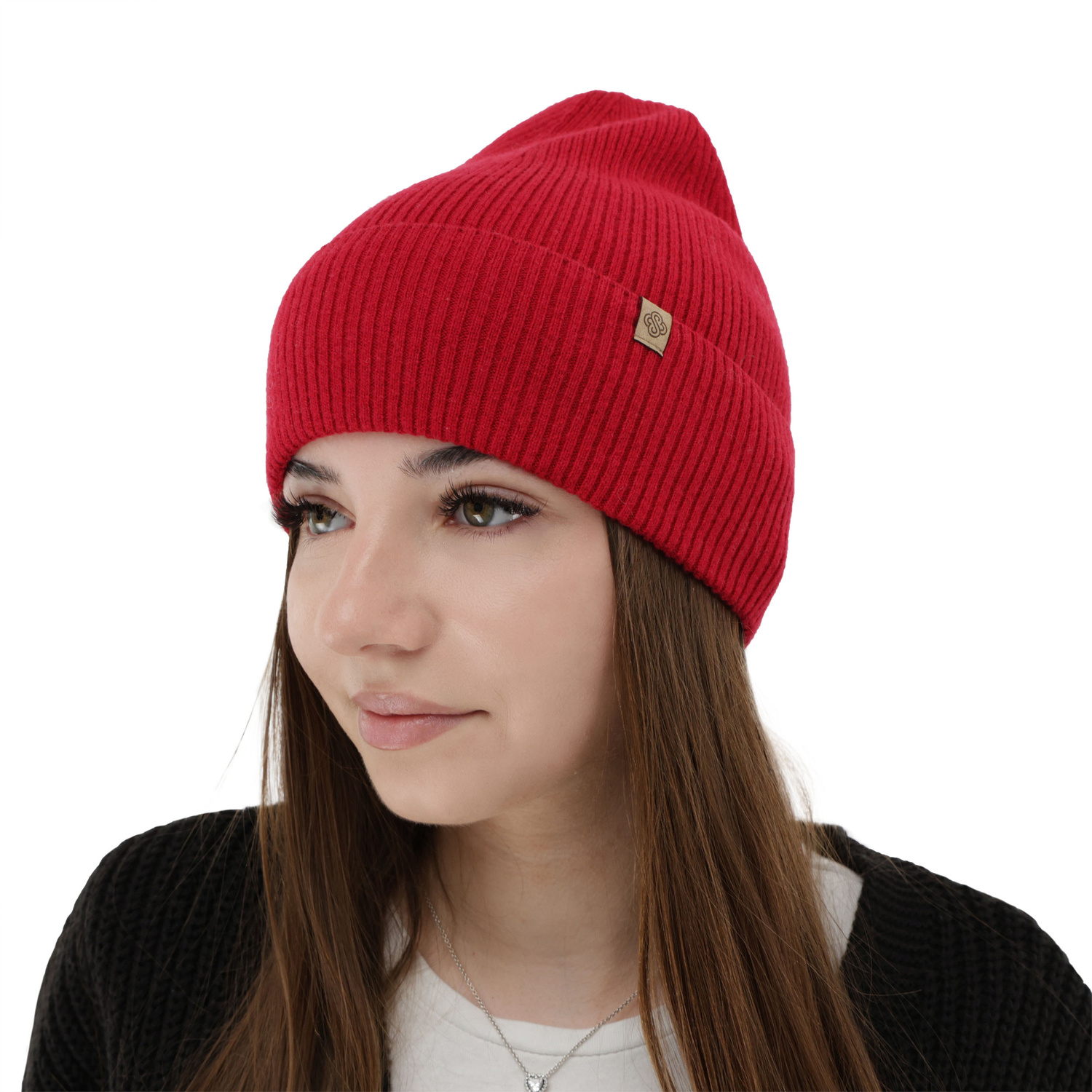 Czapka jesienna, zimowa damska, czerwona, wełna merino z kaszmirem, Alineta