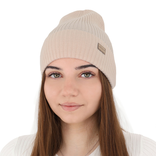 Czapka damska zimowa, biała, 100% wełniana merino, Sophie