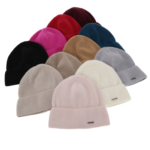 Czapka jesienna, zimowa damska, camel, wełna merino z kaszmirem, Sindra