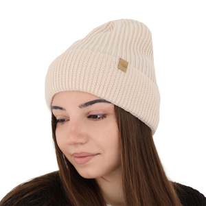 Czapka zimowa damska, brązowa, 100% wełniana merino Isla