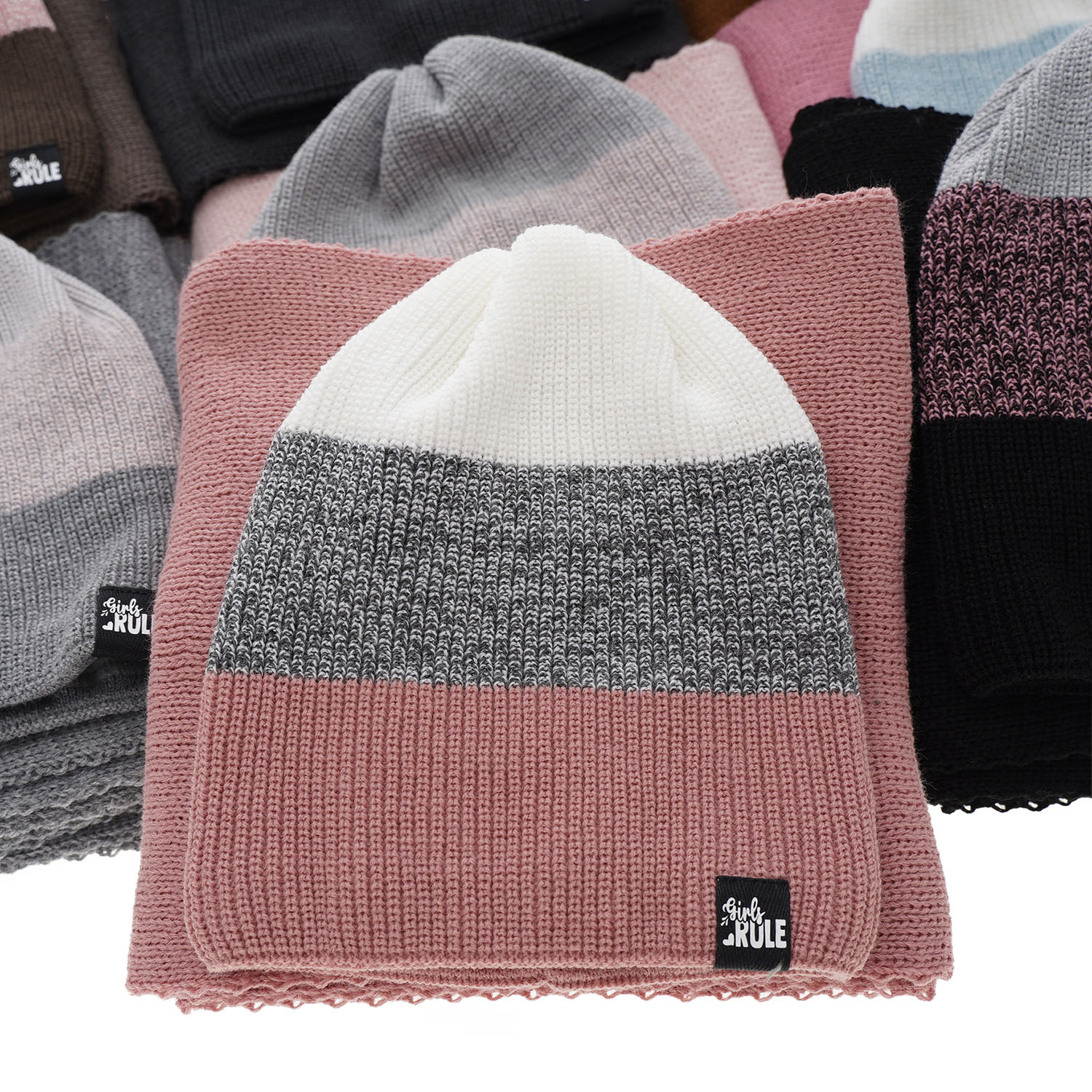 Czapka i szalik dla dziewczynki zimowy komplet, różowy Kourtney