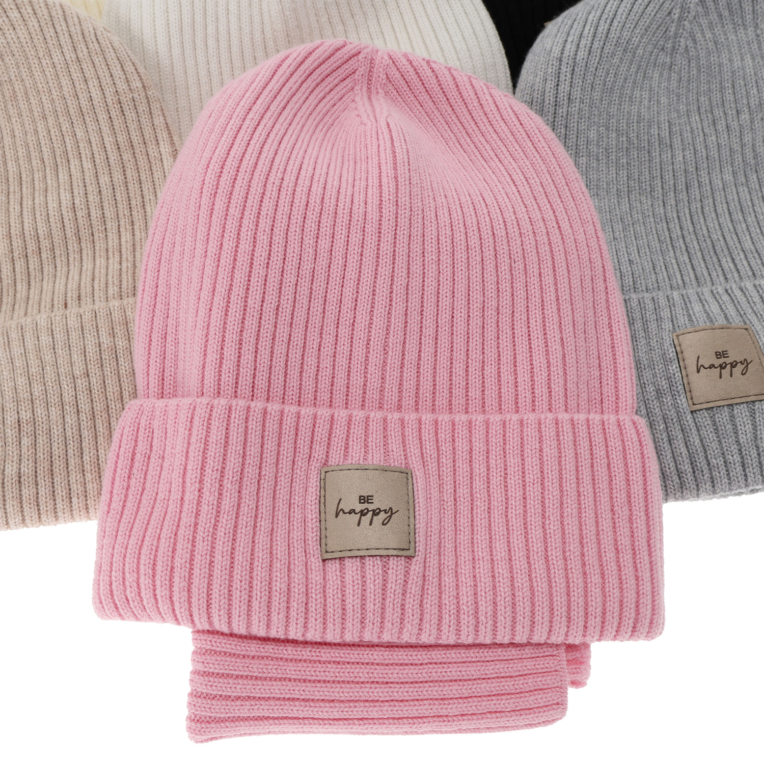 Czapka i komin dla dziewczynki, jesienny, wiosenny komplet, szary, 100% wełniany merino, Vanita