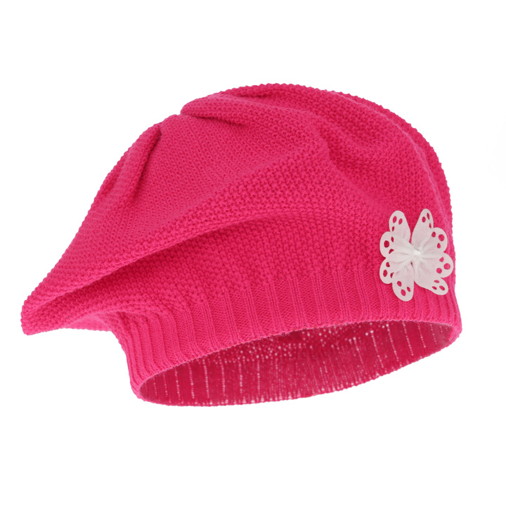 Beret dla dziewczynki jesienny, wiosenny, różowy, Costanza
