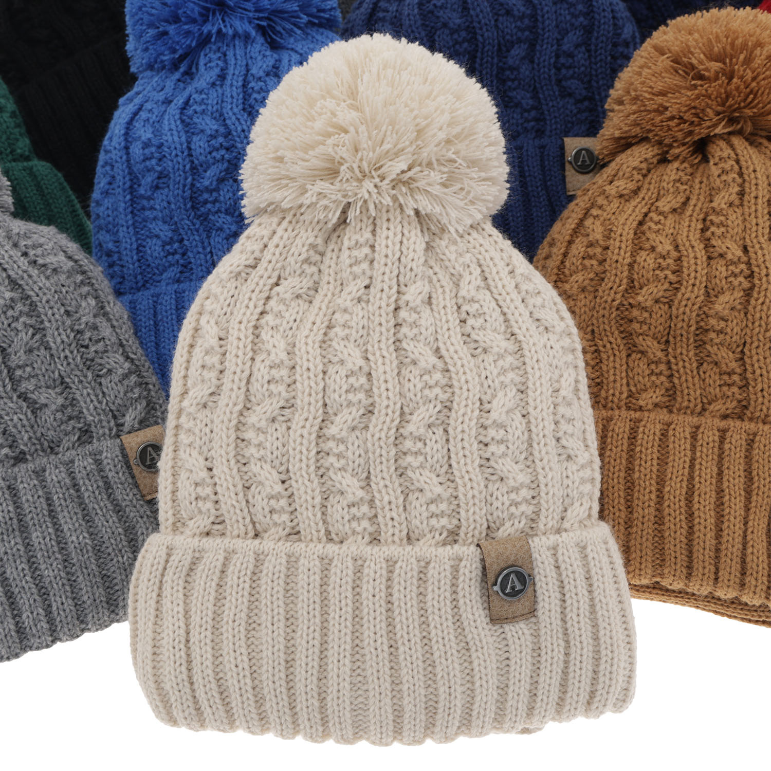 Czapka i komin dla chłopca zimowy komplet, ciemnoniebieski, z pomponem Almond