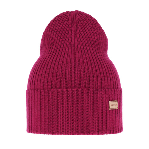 Czapka damska zimowa, wiosenna, amarantowa, 100% wełniana merino, Sophie