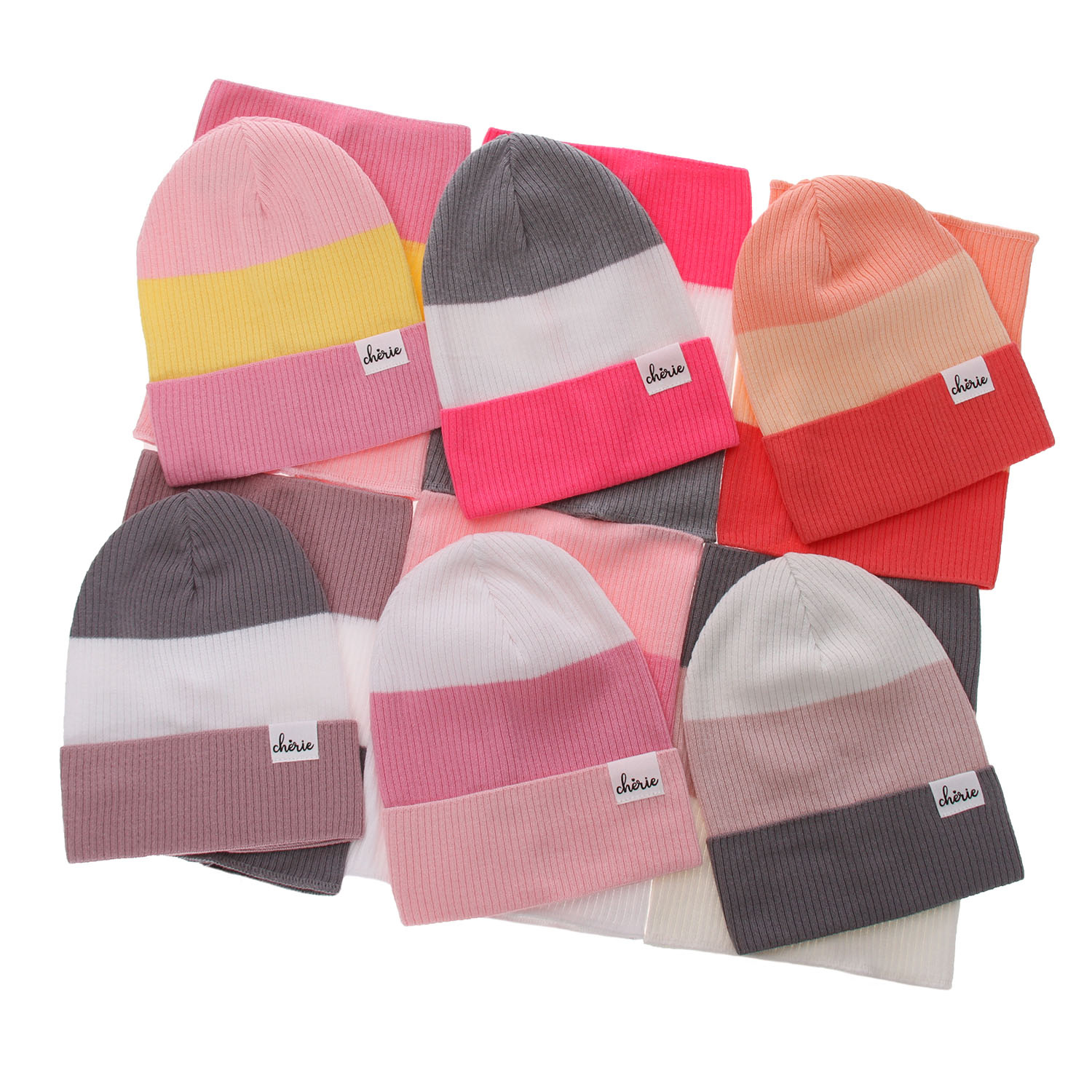 Czapka i komin dla dziewczynki jesienny, wiosenny komplet, z bawełną, różowy, Dalila