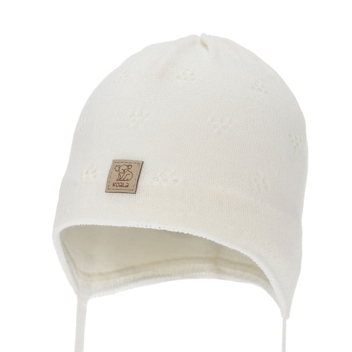 Czapka wiosenna, jesienna dla chłopca, wiązana, kremowa Slate