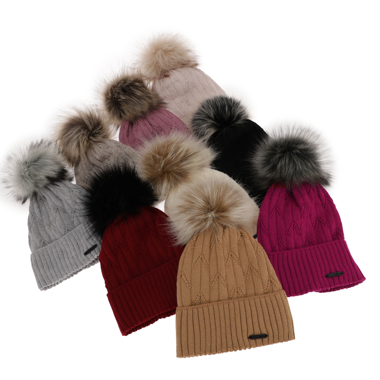 Czapka zimowa damska, camel, z wełną merino Talaria