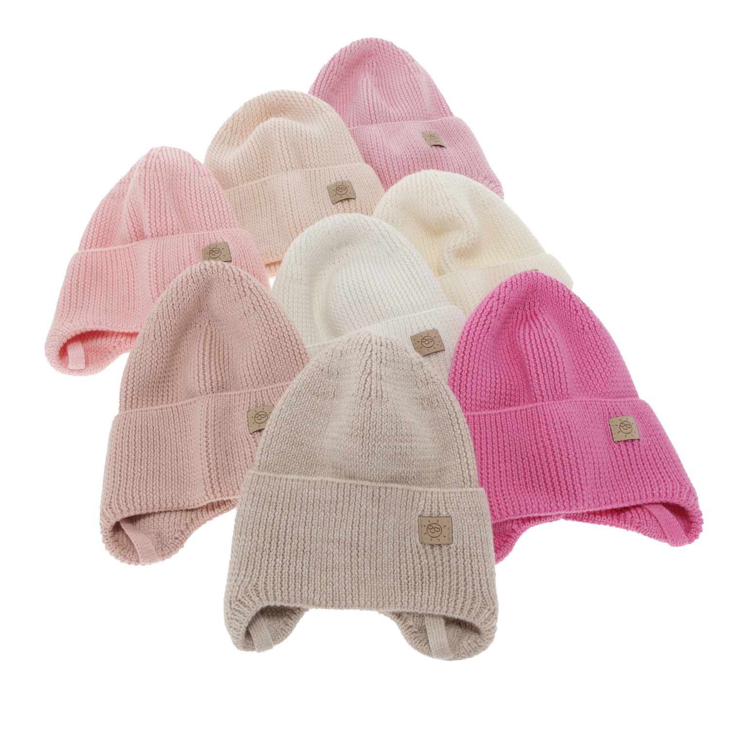 Czapka zimowa, jesienna, wiosenna dla dziewczynki, 100% wełniana merino, wiązana, biała Bafra
