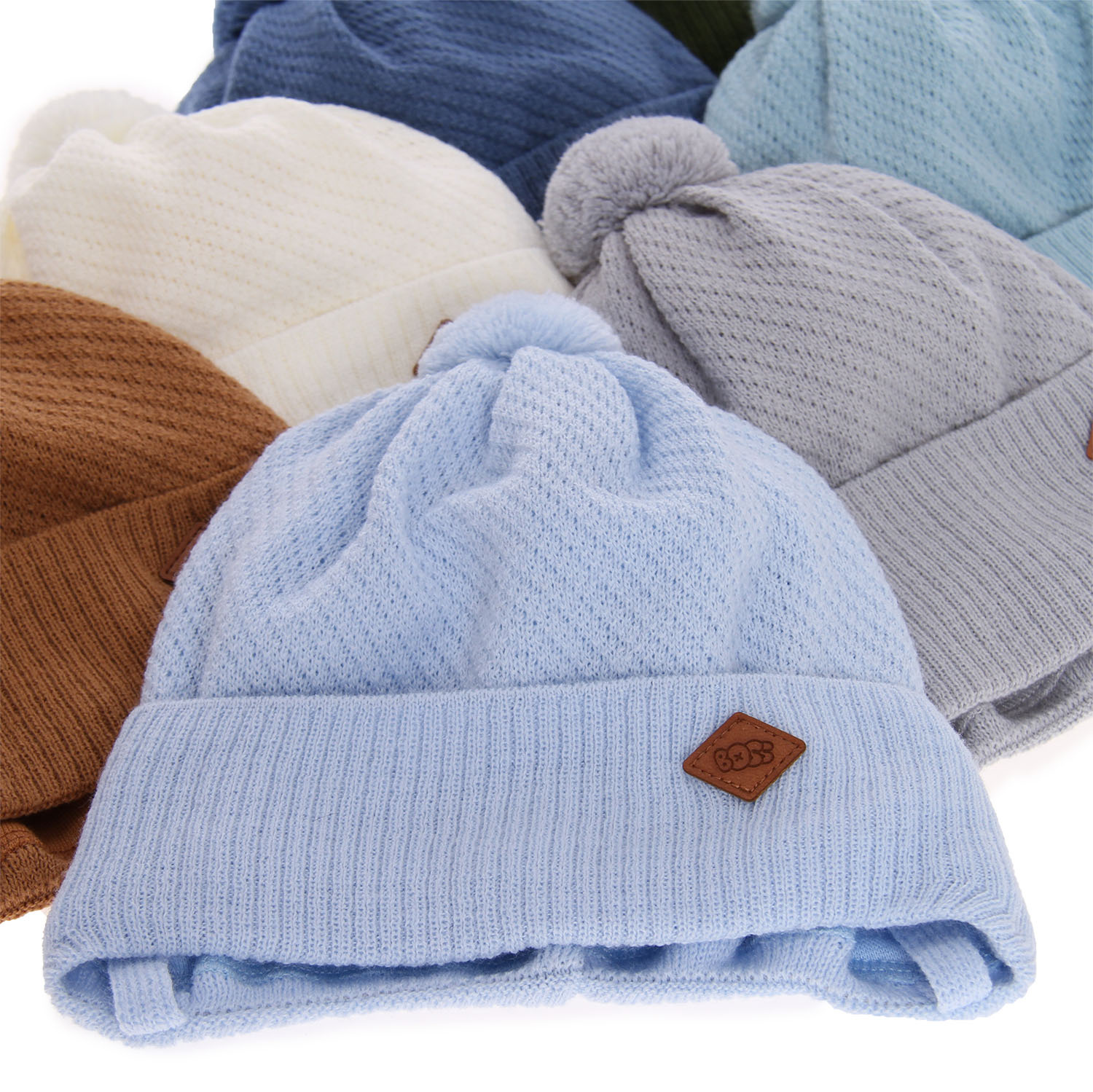 Czapka jesienna, wiosenna dla chłopca, niebieska, wiązana Halmin