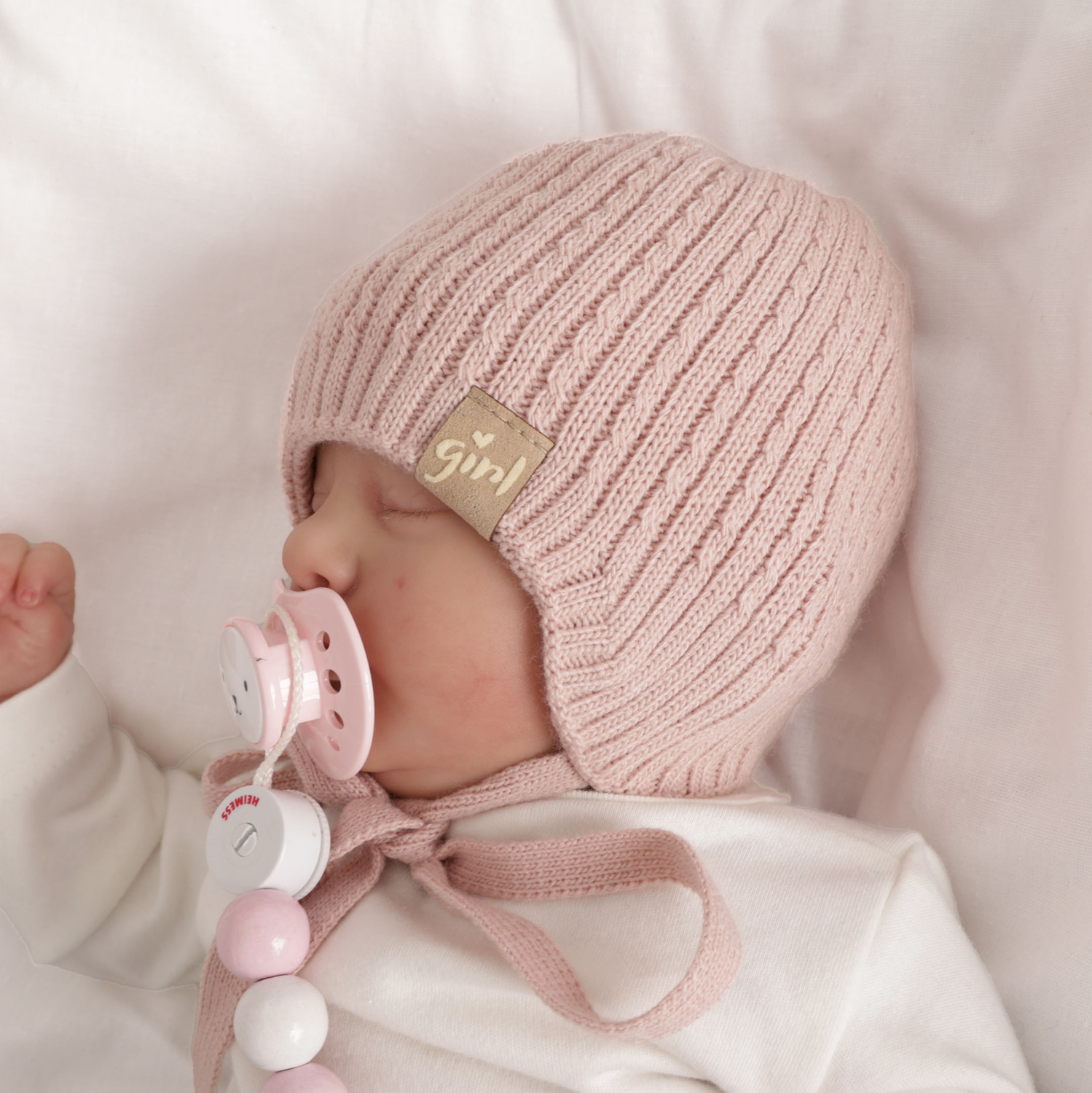 Czapka jesienna, wiosenna dla dziewczynki, liliowa, wiązana Cheri