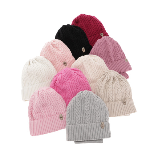 Czapka i komin dla dziewczynki zimowy komplet, różowy, 100% wełniany merino Jenny