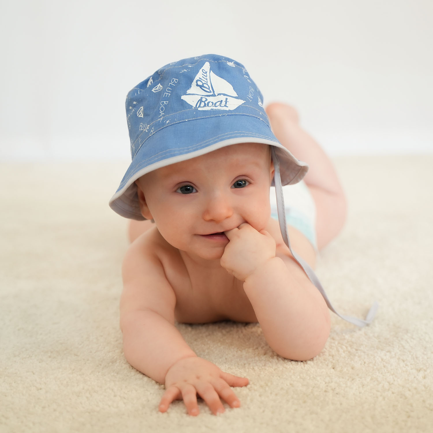 Kapelusz dla chłopca, szary, bawełniany, Boat