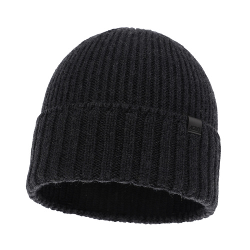 Czapka zimowa męska, ciemnoszara, 100% wełniana merino, bezszwowa Bruner