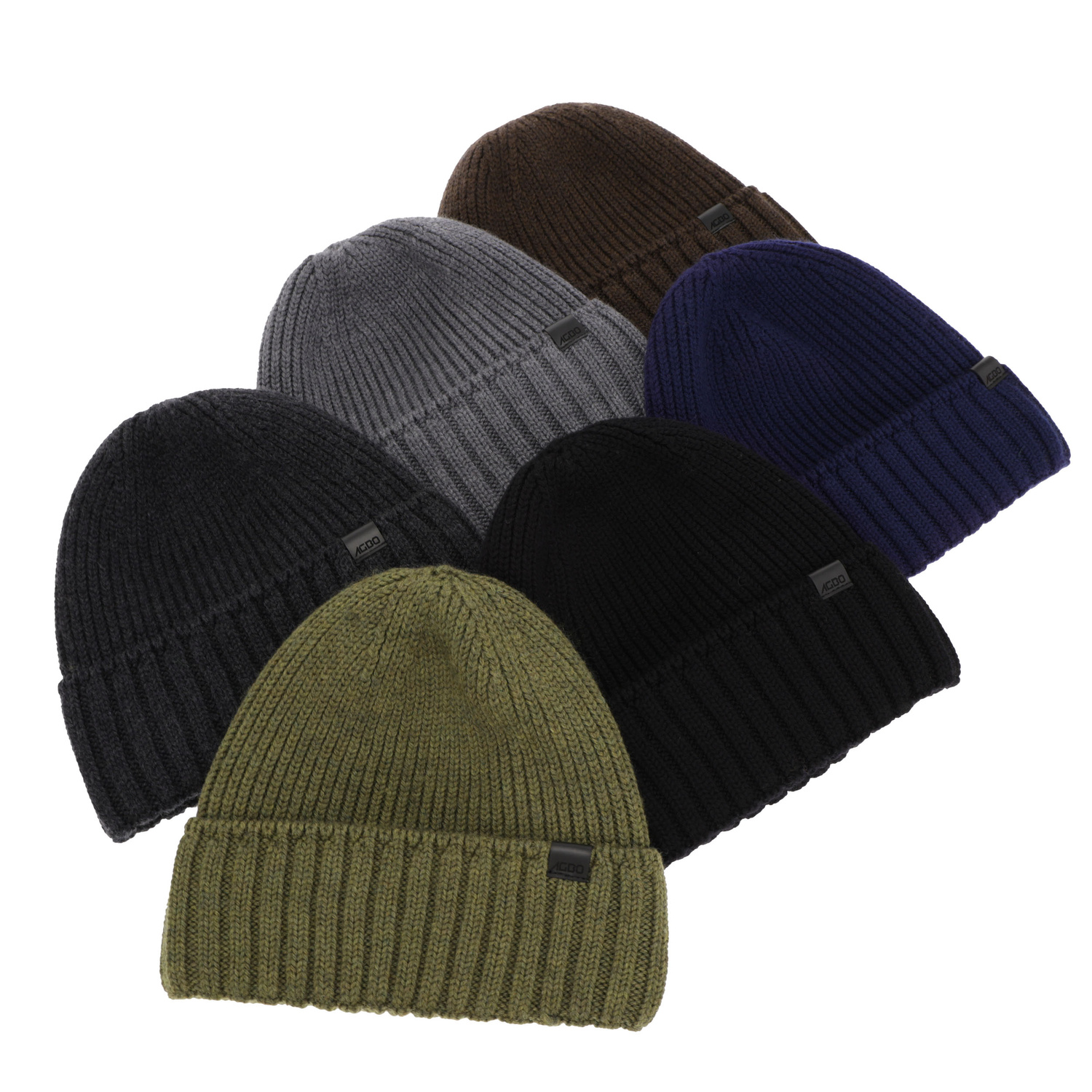 Czapka zimowa męska, camel, 100% wełniana merino, bezszwowa Bruner